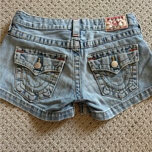 True Religion Low Waisted Blue Jean Shorts
